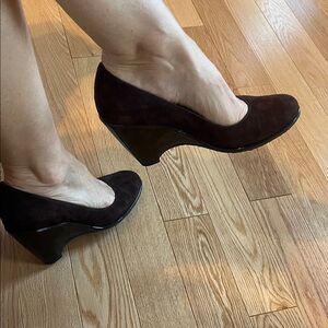 Brown Wedge Heels Nike Air & Cole Haan sz 9.5